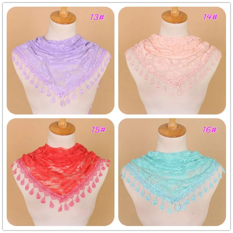 Embroidered Triangle Scarf For Church Shawl Catholic Church Prayer Shawl Sheer Floral Spanish Mantilla Lace Veil Wedding Cape