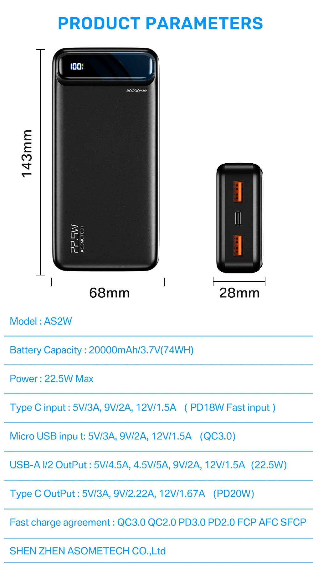 Power Bank 20000mAh 22.5W SCP Portable Charger Powerbank 10000 mAh External Battery PD 20W Fast Charging For iPhone 13 Xiaomi mi