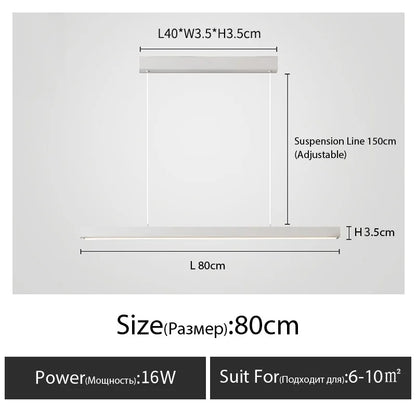 One word minimalist dining room chandelier modern long strip dining table lamp luxury dining room bar table lamp office light