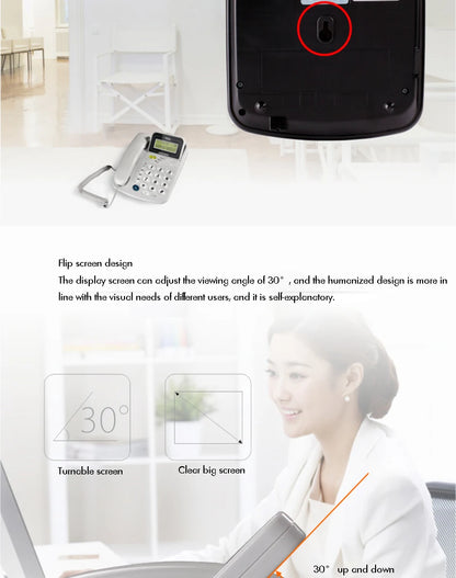 Caller ID Home Landline with Loud Ringtone for Elderly, Corded Desk Phone, Wall Mountable Fixed Landline Telephone