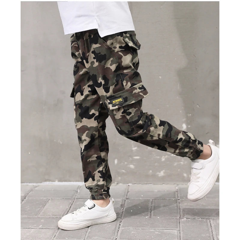 2022 Boys Camouflage Joggers Casual Cargo Pants for Boys Kids Cotton Trousers Clothes Teenage Boys Joggers Clothing 3-14 Years