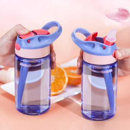 480ml Water Bottle With Straw Kids Girls Portable Travel Bottles Gym Sports Fitness Cup Summer Cold Water Juice Drinking Bottle