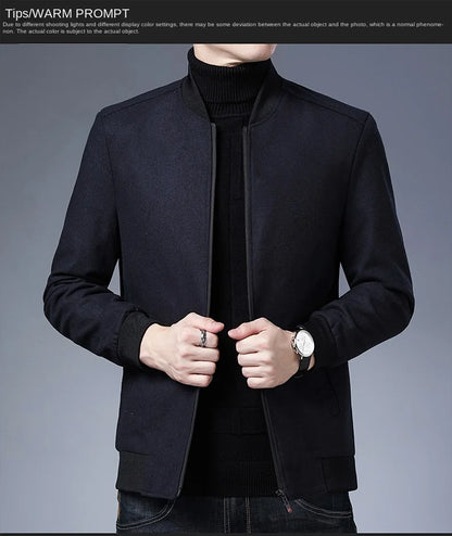 New Brand Casual Fashion Baseball Collar Autumn Winter Mens Coat 2025 Men Clothing Fashion Jacket Solid Classic Windbreaker