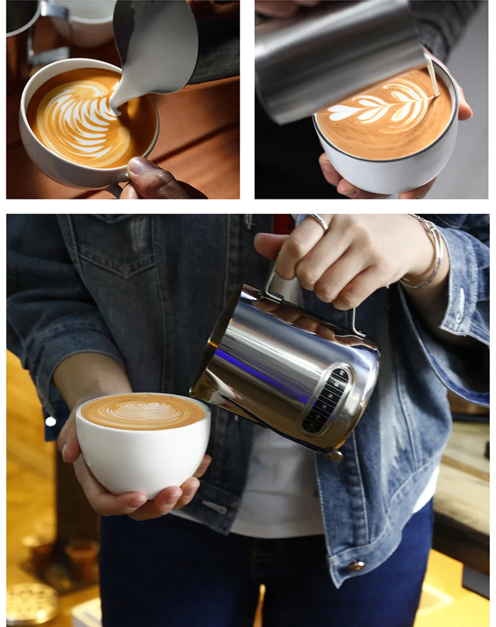 Coffee Latte Milk Frothing Jug Milk Frother Pitcher Stainless Steel Jug Espresso Barista Pitcher Milk Pot Coffee Accessories