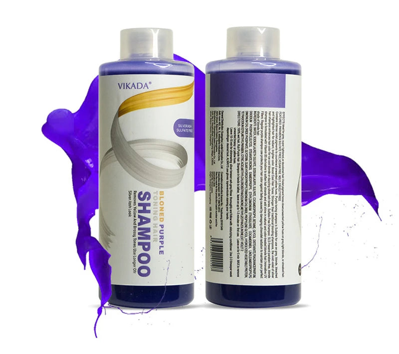 Vikada Blonde Purple Hair Shampoo Removes Yellow and Brassy Tones for Silver Ash Look Blonde Bleached Highlighted Shampoos 500ml