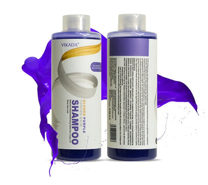 Vikada Blonde Purple Hair Shampoo Removes Yellow and Brassy Tones for Silver Ash Look Blonde Bleached Highlighted Shampoos 500ml