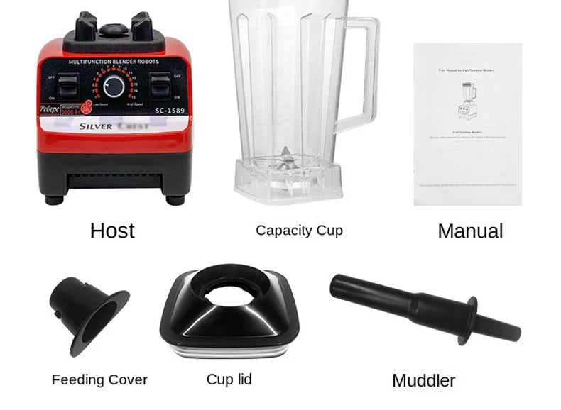 THANKSHARE 3000W Heavy Duty Commercial Grade Blender 6 Blades Mixer Juicer Fruit Food Processor Ice Smoothies BPA Free 2L Jar