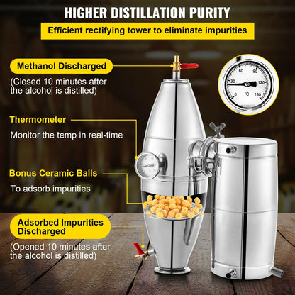 SucceBuy 20L30L50L70L Alcohol Distiller Machine Beer Brewing Equipment DIY Wine Moonshine Apparatus Dispenser Kit Home Appliance