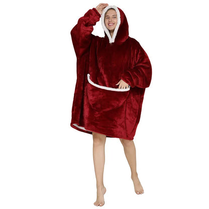Winter Wearable Blankets Soft Warm Oversized Blanket Hoodie Robe Pullover Women TV Sweatshirt Blankets
