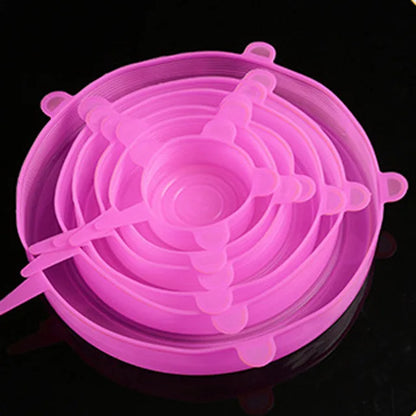 6pcs Food Silicone Cover Cap Universal Silicone Lids Cookware Bowl Reusable Stretch Lids Pot Lids Kitchen Accessories