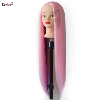 Training head with colorful hair 80cm very long synthetic hair for braiding hairstyle doll Head hairdressing head mannequin