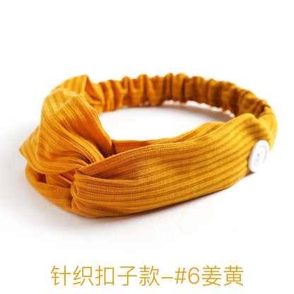 Fashion Women Hair Accessories Masks Anti-leather Button Hair Band Sports Yoga Elastic Cross Solid Color Knitted Headband Fema