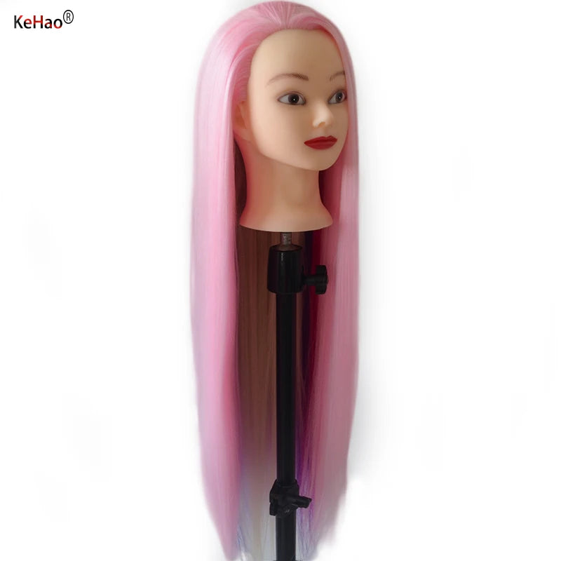 Training head with colorful hair 80cm very long synthetic hair for braiding hairstyle doll Head hairdressing head mannequin