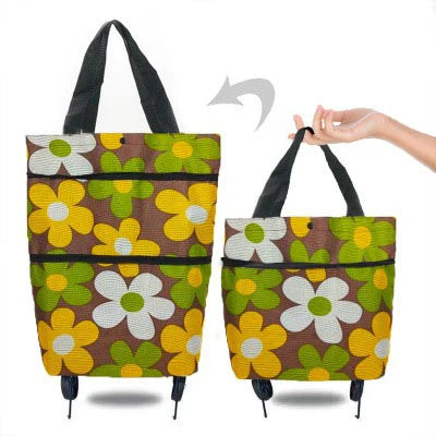 Portable Folding Reusable Shopping Bags Small Pull Cart Buy Shopping Trolley Bag With Wheels Fruit Vegetables Bag Food Organizer