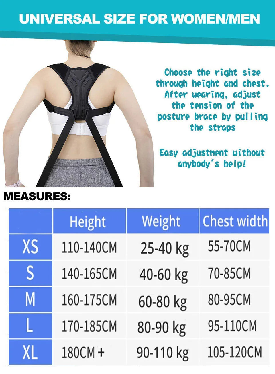 Posture Corrector Back Brace Adjustable Posture Brace for Upper Back Shoulder Pain Relief Posture Trainer Spine Posture Support