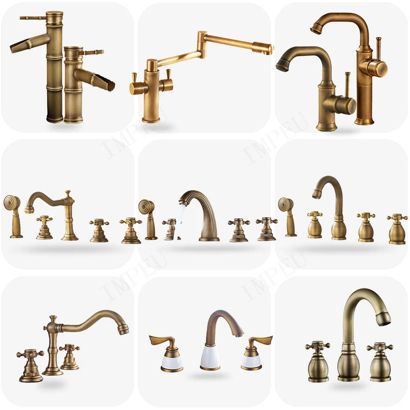 Bathroom Accessories Antique Brass Collection, Towel Ring, Paper Holder, Toilet Brush, Coat Hook, Bath Rack, Soap Dish, Faucet
