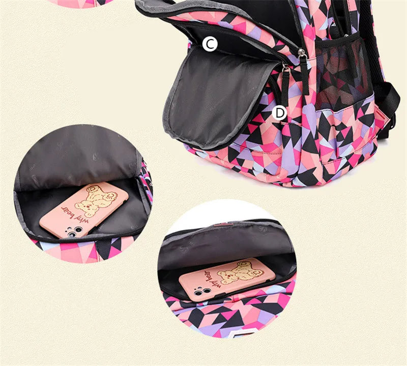 School Bags for Teenagers Girls Schoolbag Large Capacity Boys Printing School Backpack Set Rucksack Bagpack Kids Cute Book Bags