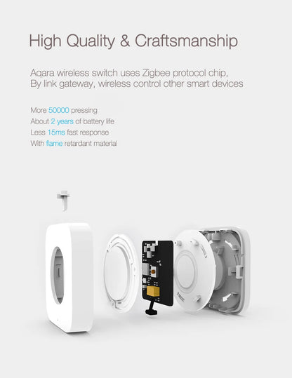 Aqara Wireless Switch Zigbee Connection Versatile Control Button for Smart Home Devices Compatible with Xiaomi Apple HomeKit