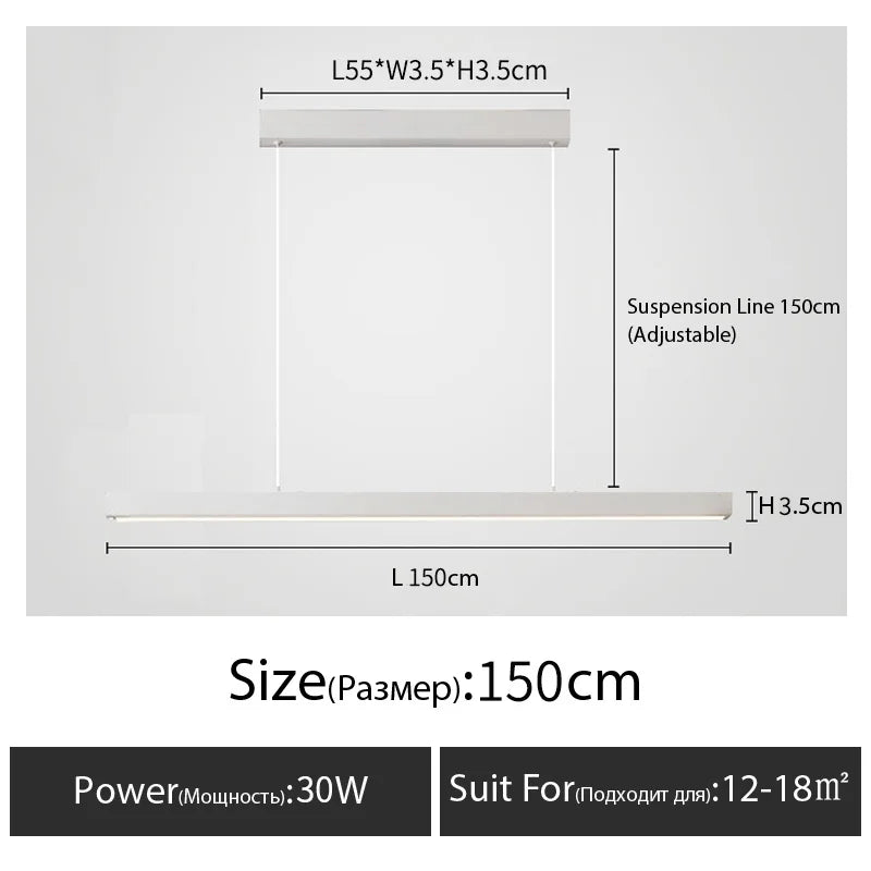 One word minimalist dining room chandelier modern long strip dining table lamp luxury dining room bar table lamp office light