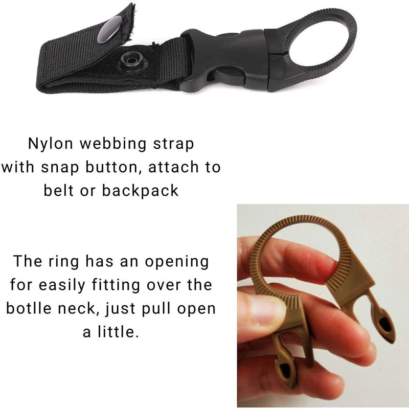 Tactical Water Hanger Outdoor Gear Clip Carabiner Water Bottle Buckle Hook Holder Keychain Belt Webbing Strap for Hiking Camping