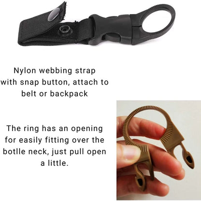 Tactical Water Hanger Outdoor Gear Clip Carabiner Water Bottle Buckle Hook Holder Keychain Belt Webbing Strap for Hiking Camping