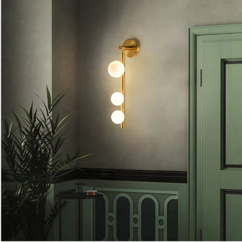Modern ball wall lamp Decorative luxury wall light for Corridor TV Background Golden Black Mirror Vanity G9 bedside reading lamp