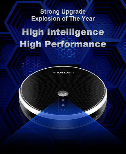 Robot Vacuum Cleaner LIECTROUX/LILIN C30B ,Map Navigation with Memory,Wifi APP Control,6000pa Suction,Smart Electric Water Tank