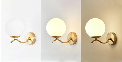Decorative Modern Wall Lamp with Glass Shade Bedside Bedroom Loft Design Up Down Iron Led Wall Lights Gold for Home Mirror E27
