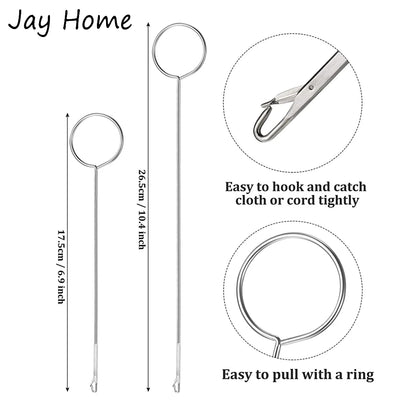 Sewing Loop Turner Hook with Latch Stainless Steel Loop Turner Hook 2 Sizes Loop Turner Tool for Fabric Strips Accessories