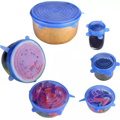 6pc Silicone Stretch Lids Pot Cover Durable Food Save Cover Heat Resisting Fits All Sizes Shapes Containers Kitchen Accessories