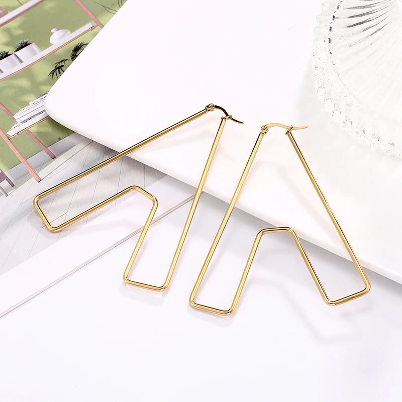 Personality Letter Ear ring Stainless Steel feminine Hyperbolic Earrings Girls Earrings Exquisite Gifts Women‘s Ear Jewelry 2021