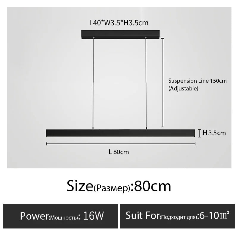 One word minimalist dining room chandelier modern long strip dining table lamp luxury dining room bar table lamp office light