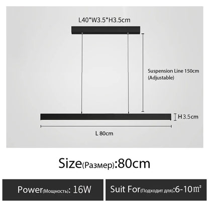 One word minimalist dining room chandelier modern long strip dining table lamp luxury dining room bar table lamp office light