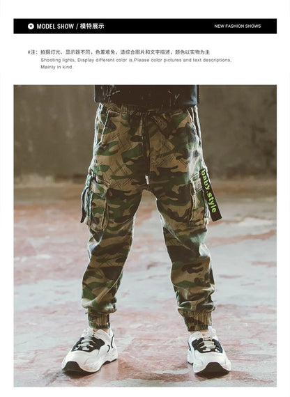 2022 Boys Camouflage Joggers Casual Cargo Pants for Boys Kids Cotton Trousers Clothes Teenage Boys Joggers Clothing 3-14 Years