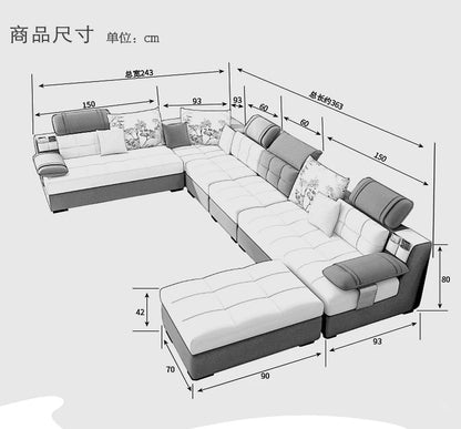 Living Room Sofa set U Home Furniture modern linen hemp fabric sectional sofas American country muebles de sala moveis para casa