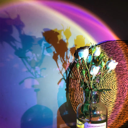 Smart Bluetooth Night Light Rainbow Sunset Projector Lamp for Home Coffe shop Background Wall Decoration Atmosphere Table Lamp