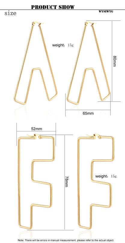 Personality Letter Ear ring Stainless Steel feminine Hyperbolic Earrings Girls Earrings Exquisite Gifts Women‘s Ear Jewelry 2021