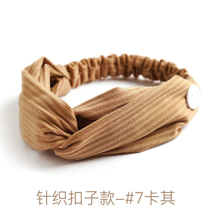 Fashion Women Hair Accessories Masks Anti-leather Button Hair Band Sports Yoga Elastic Cross Solid Color Knitted Headband Fema