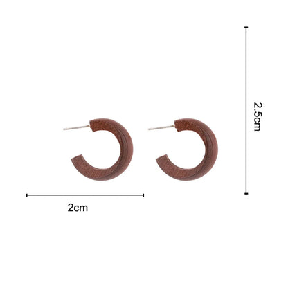 Cute Matte Wooden Earrings Geometric C-Stye Statement Vintage Big Circle Wood Ear Ring Fashion Jewelry Gift