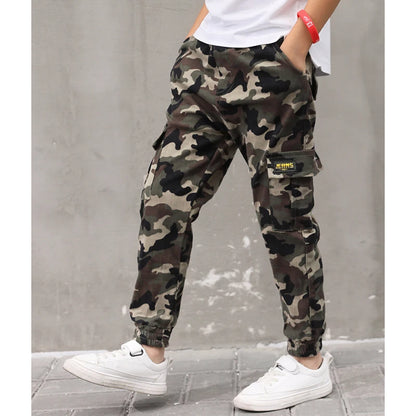 2022 Boys Camouflage Joggers Casual Cargo Pants for Boys Kids Cotton Trousers Clothes Teenage Boys Joggers Clothing 3-14 Years