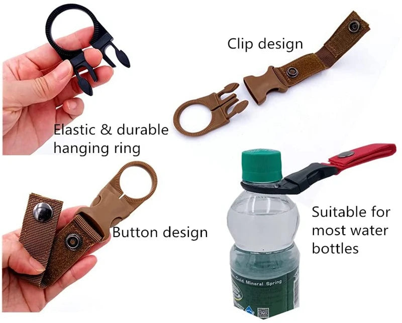 Tactical Water Hanger Outdoor Gear Clip Carabiner Water Bottle Buckle Hook Holder Keychain Belt Webbing Strap for Hiking Camping