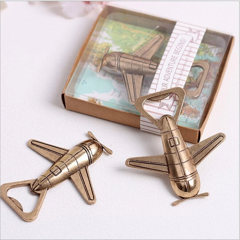 Bottle Opener Keychain Antique Air Plane Beer Jar Openers Retro Airplane Metal Corkscrew Wedding Favors Party Gifts