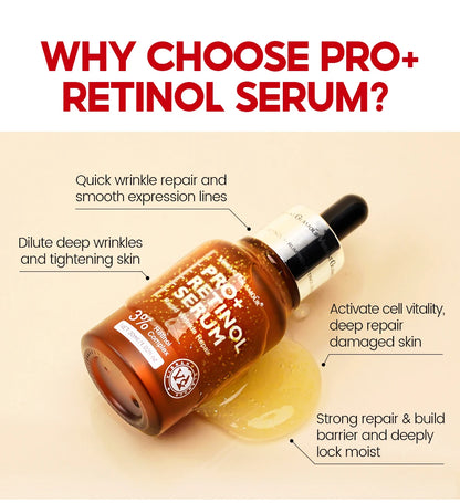 VIBRANT GLAMOUR  PRO+ Retinol Face Serum Upgrade 3% Retinol+3X Peptide+5X Ceramide Repair Skin Firming Collagen Anti-Aging
