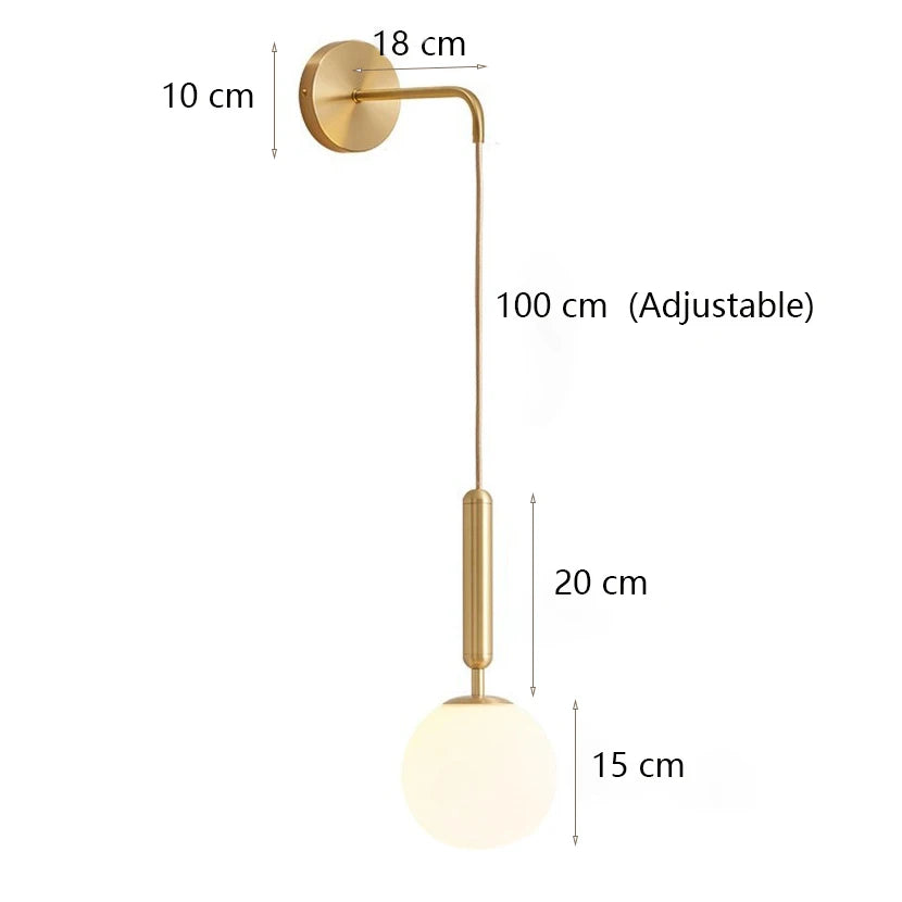 Decorative Modern Wall Lamp with Glass Shade Bedside Bedroom Loft Design Up Down Iron Led Wall Lights Gold for Home Mirror E27