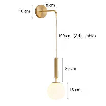 Decorative Modern Wall Lamp with Glass Shade Bedside Bedroom Loft Design Up Down Iron Led Wall Lights Gold for Home Mirror E27