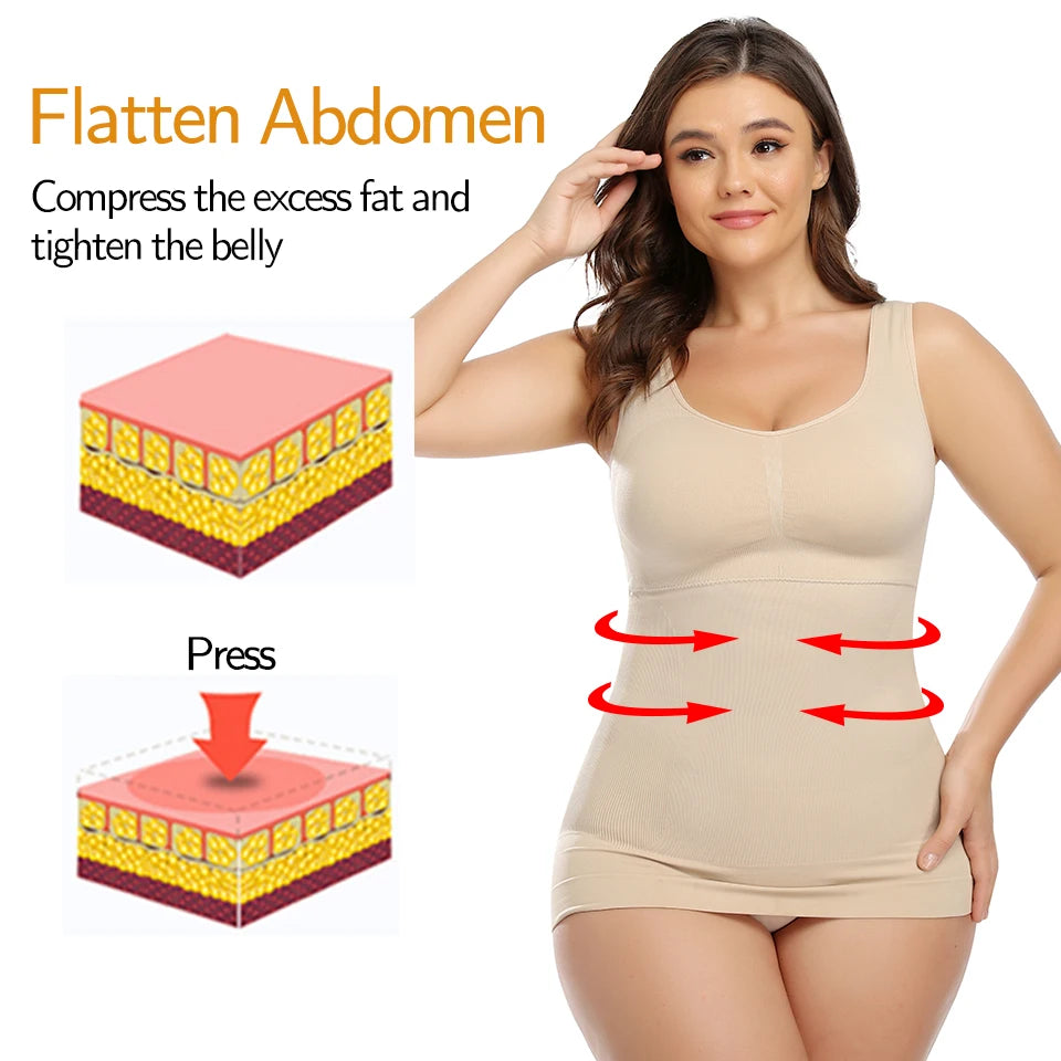 Shapewear for Plus Size Women Tummy Control Shapewear Built-in Bra Shaping Tank Tops Slimming Body Shaper Compression Underwear