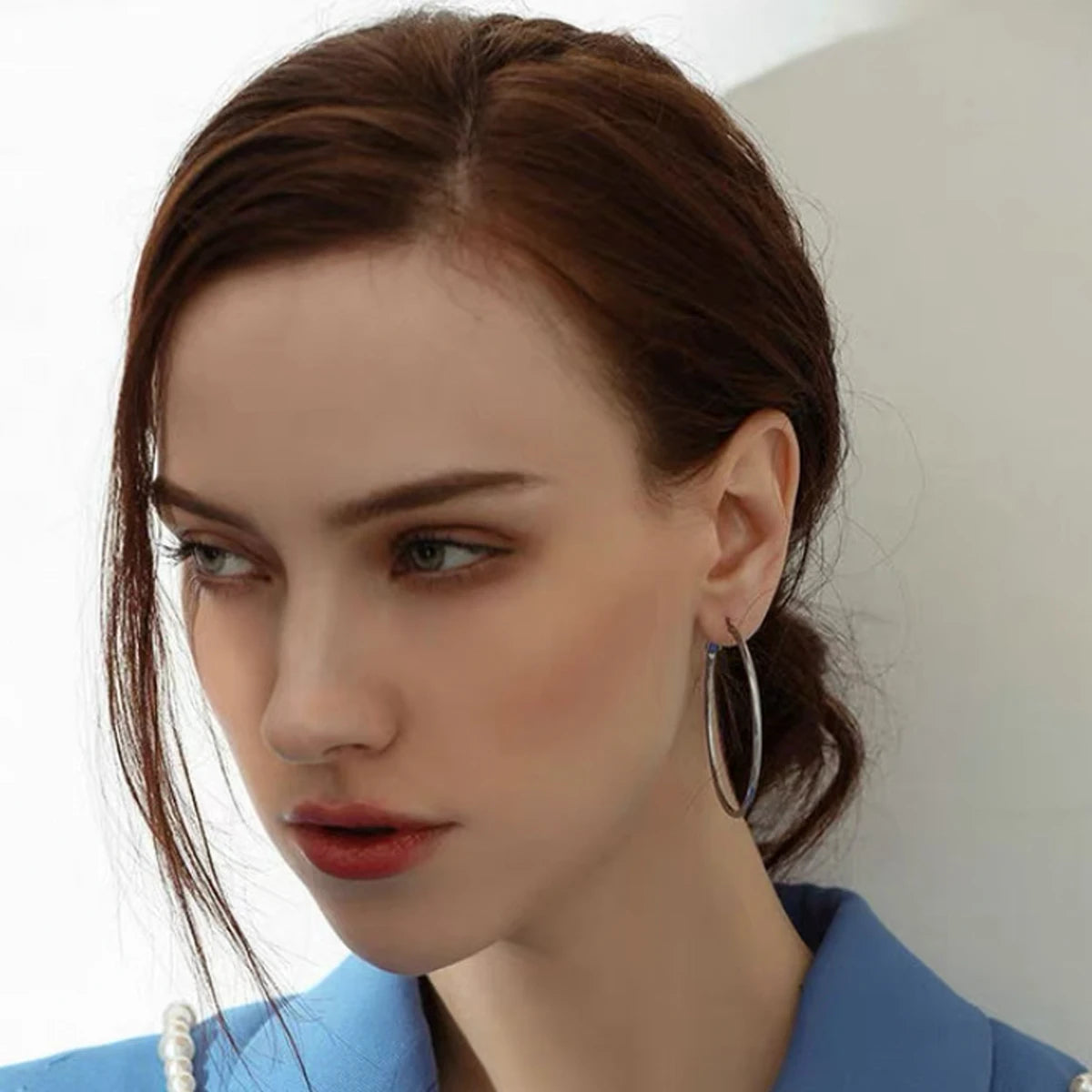 90mm Stainless Steel Large Circle Smooth Gold Color Round Loop Hoop Earring for Women Ear Ring Brincos