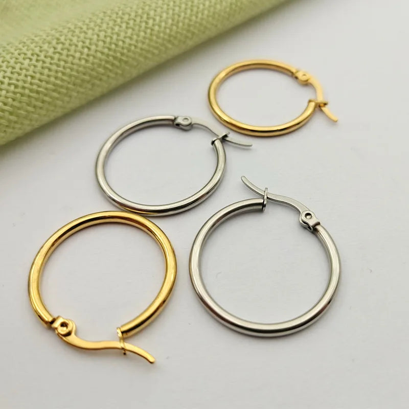 90mm Stainless Steel Large Circle Smooth Gold Color Round Loop Hoop Earring for Women Ear Ring Brincos