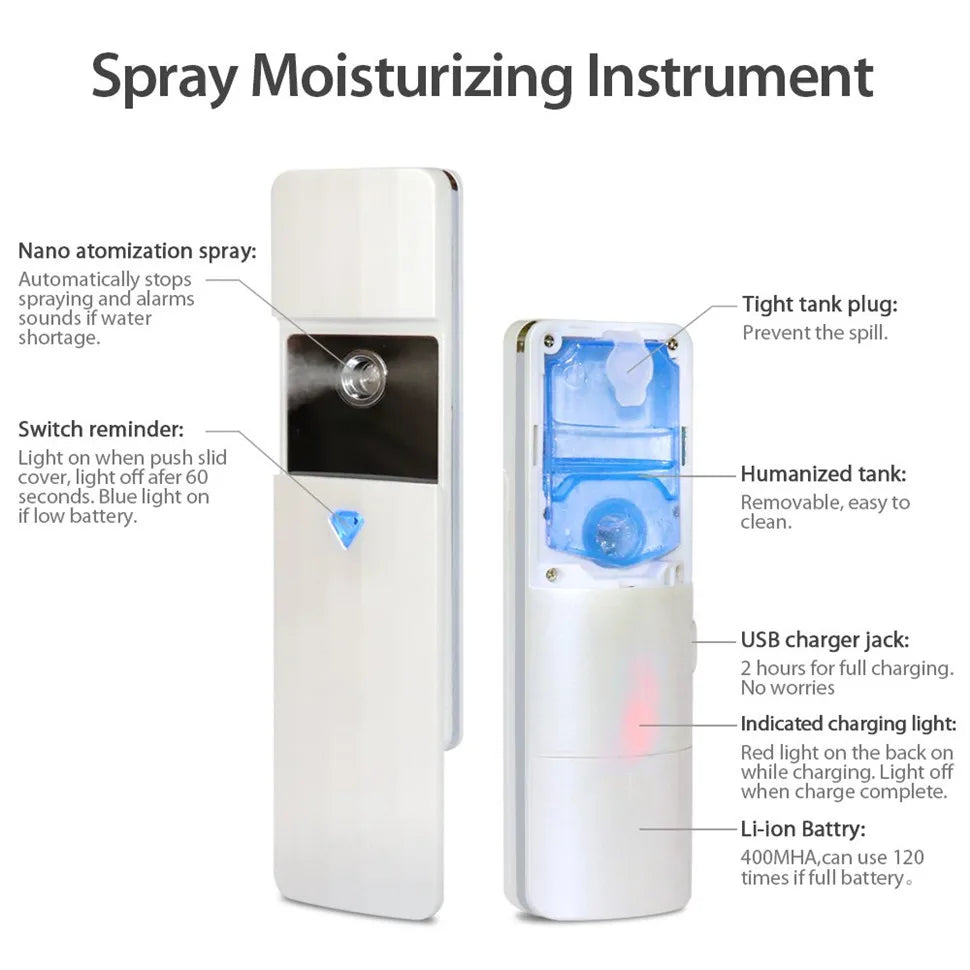 New Facial Moisturizing Beauty Instrument Face Skin Care Portable Home Spa Nanotechnology Nano Facial Steamer Humidifier Tool