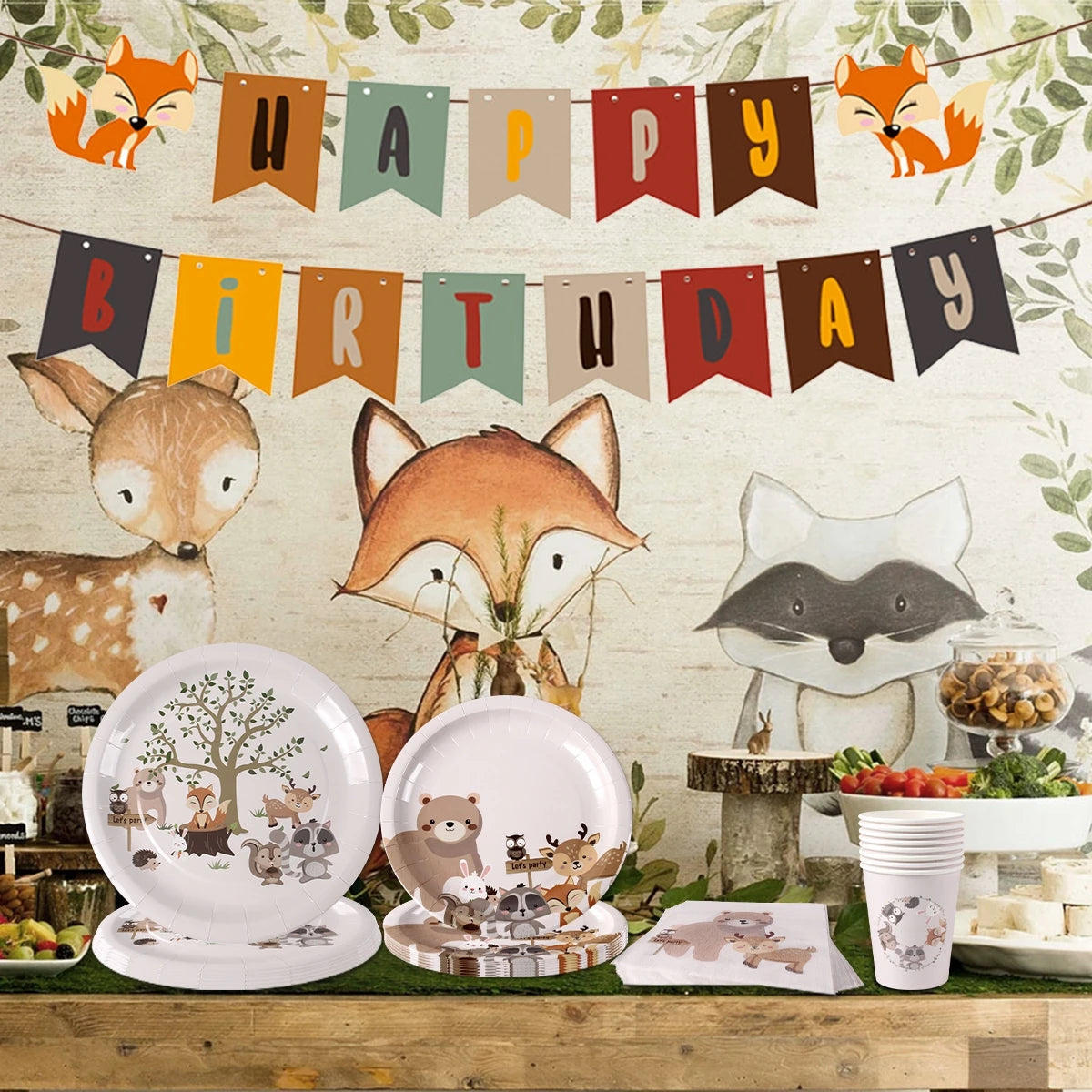 Staraise Woodland Animal Party Safari Jungle DIY Party Decor Birthday Party Decoration Kids Woodland Theme Party Baby Shower